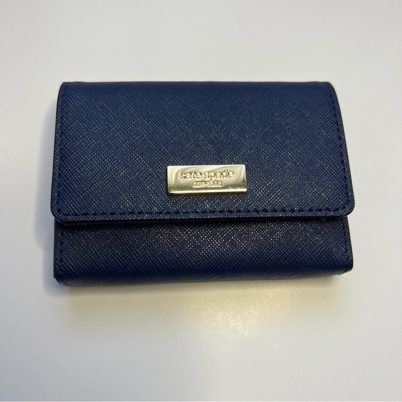 Kate Spade Newbury Lane Large Holly Card Case in Navy Saffiano Leather BNWT - Picture 1 of 8